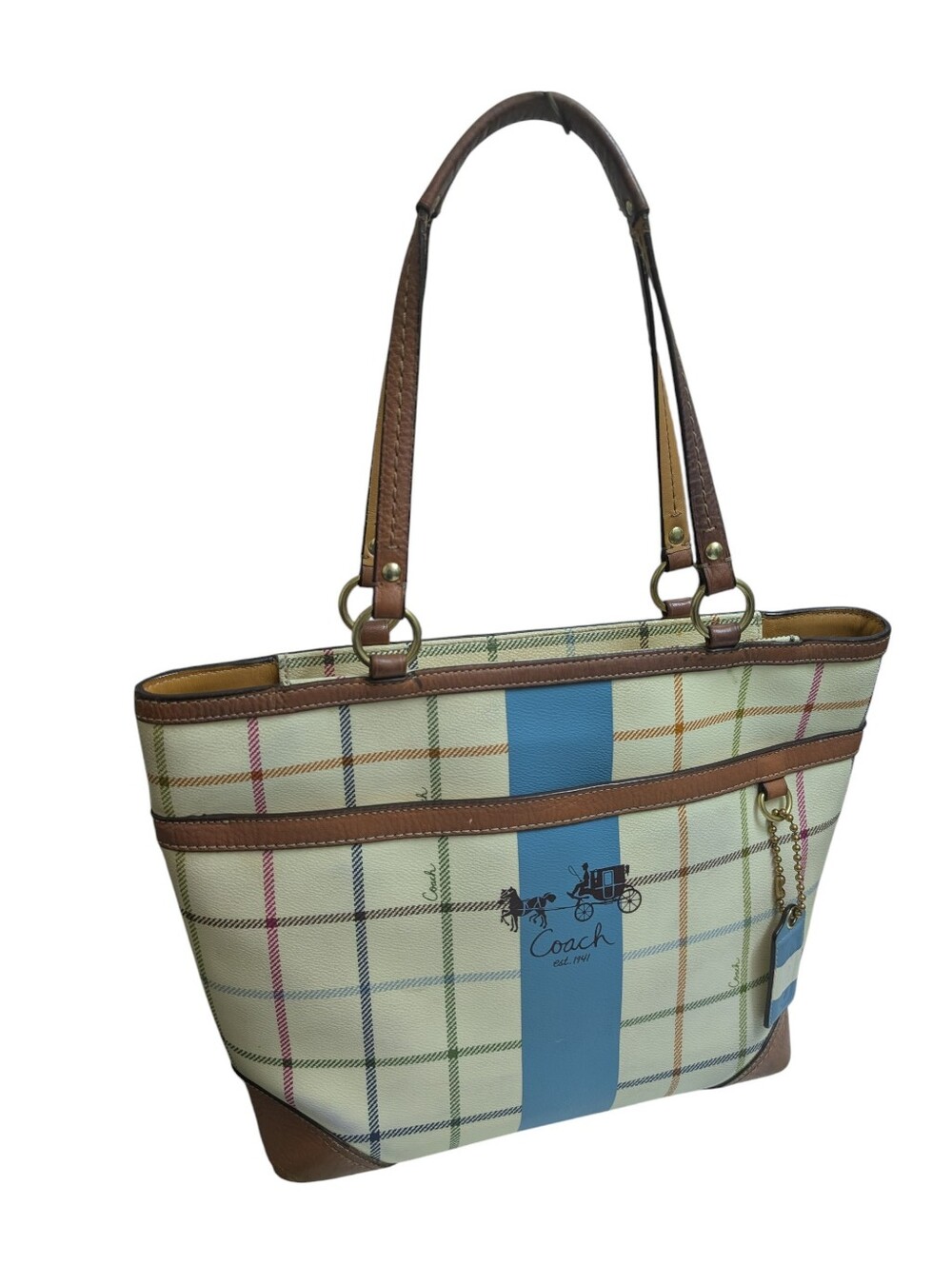 Vintage Coach Heritage Plaid Tote Shoulder Hand Bag Y2K